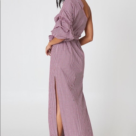 061. NWOT Hot & Delicious Asymmetrical Striped Dress - Navy - Picture 2 of 8